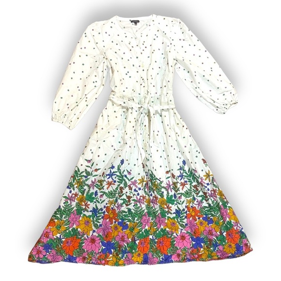 Talbots Dresses & Skirts - Talbots Poplin Shirtdress Ivory Blissful Floral Wildflower  Sz 8 100% Cotton